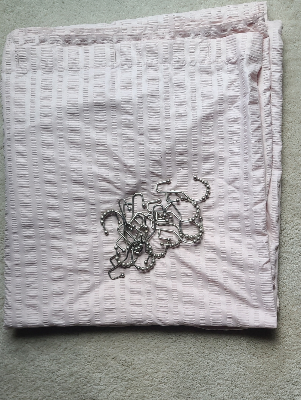 Pale Mauve Textured Waffle Weave Shower Curtain & Hooks